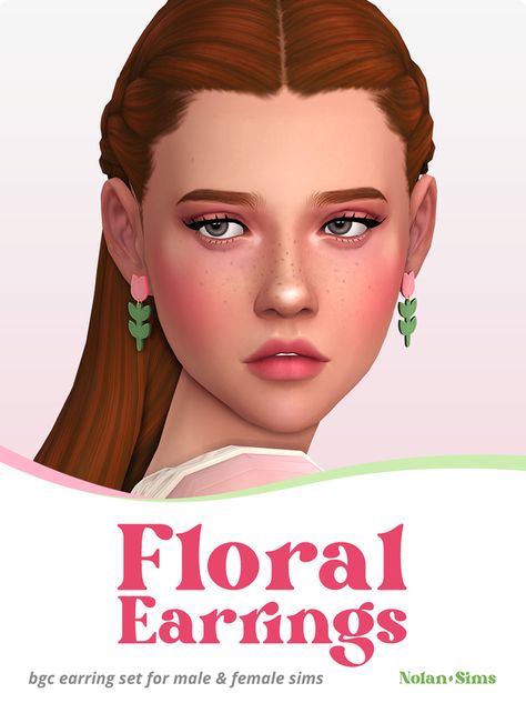 Floral Earring, Sims 4 Piercings, Tulip Earrings, Sims 4 Cas Mods, Sims Packs, Sims 4 Mm Cc, Sims 4 Cc Makeup, Sims 4 Mm, Sims 4 Characters