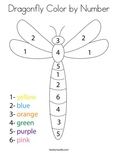 Dragonfly Color by Number Coloring Page - Twisty Noodle Pond Life Coloring Pages, Dragon Fly Activities Preschool, Dragonfly Preschool Activities, Number Coloring Pages For Kids, Dragonfly Worksheet, Insect Worksheets Preschool, Insects Worksheets For Kids, Dragonfly Craft Preschool, Dragonfly Activities