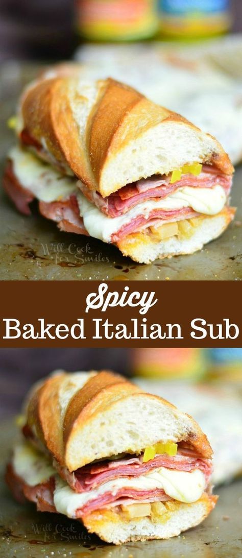 Sandwiches With Pepperoni, Pepperoni Salami Sandwich, Ham Salami Sandwich, Italian Salami Sandwich, Baked French Bread Sandwiches, Spicy Italian Sandwich Recipes, Ham And Salami Sandwich, Hot Italian Sandwiches Baked In The Oven, Hot Italian Subs