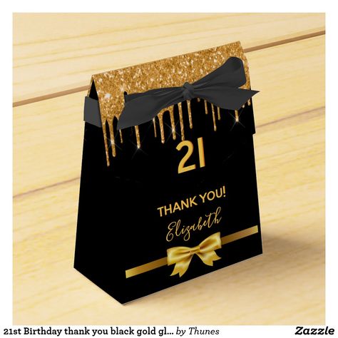 21st Birthday thank you black gold glitter drip Favor Box Birthday Pizza, Birthday Giveaways, Modern Hand Lettering, 18th Birthday Party, Birthday Party 21, 16th Birthday Party, Birthday Thank You, Birthday Favors, 16th Birthday