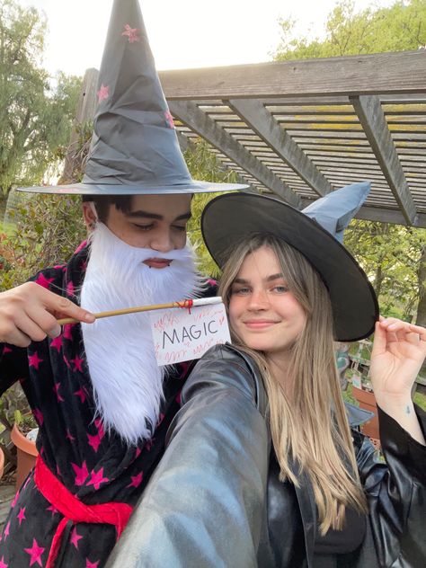 witch wizard couples costume "magic" 2022 Wizard And Witch Couple Costume, Witch And Wizard Couple Costume, Witch And Wizard Couple, Witch And Warlock Costumes Couple, Warlock Costume, Couple Cosplay, Wizard Costume, Couples Costume, Couples Halloween Outfits