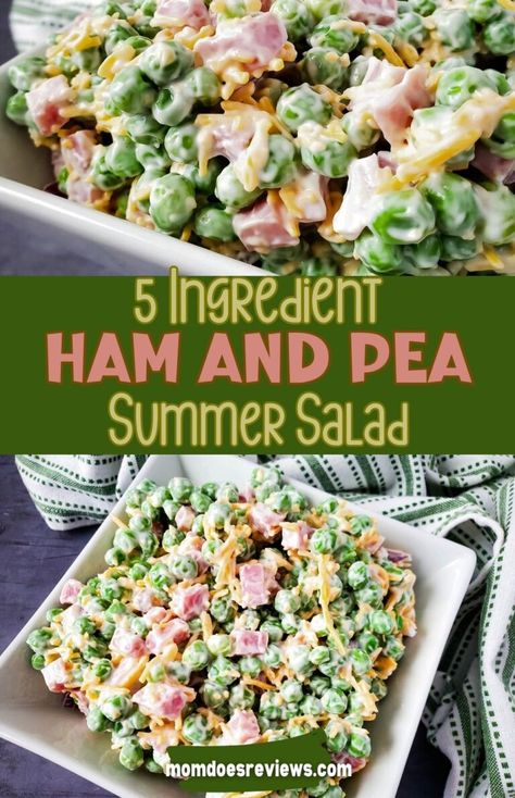 Ham and Pea Summer Salad Chicken Pesto Pasta Salad, Ham Salad Recipes, Different Salads, Melt Recipe, Ranch Pasta Salad, Tuna Melt, Ranch Pasta, Ham Salad, Appetizers Easy Finger Food