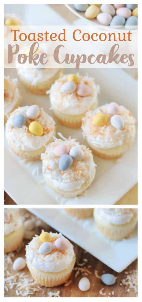 Coconut Bunny Cake, Poke Cupcakes, Easter Bunny Desserts, Bunny Desserts, Coconut Poke Cakes, Cake Mix Cupcakes, Spring Dessert, Sweet Glaze, Spring Baking