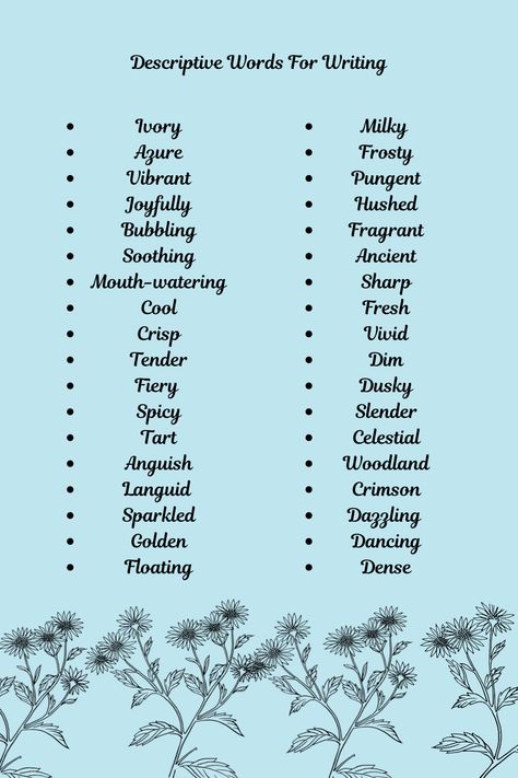 Here are some my favorite descriptive words for when writing my poems. I hope they inspire you in your own writing! Poem Writing Inspiration, Words To Use In Poems, Poetry Inspiration Ideas Poem, Poetry Writing Challenge, How To Write Poetry For Beginners, Poem Tips, Tips For Writing Poetry, Words For Writing, Poem Prompts