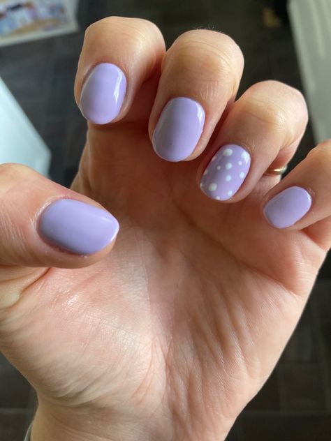 Purple Lilac Nails, Purple Polka Dot Nails, Nail Pics, Lilac Nails, Lavender Nails, Polka Dot Nails, Dots Nails, Cute Gel Nails, Purple Lilac