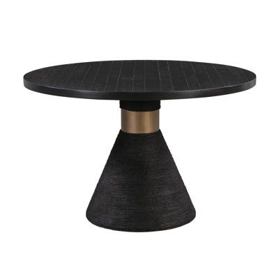 Wood Pedestal Dining Table, Contemporary Dining Table, Wood Pedestal, Dining Table Black, Black Rope, Pedestal Dining Table, Glass Dining Table, Table Wood, Solid Wood Dining Table