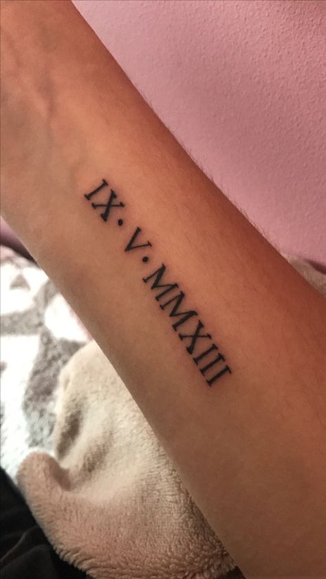 2009 Roman Numeral Tattoo, 1973 Roman Numeral Tattoo, Roman Letter Tattoo, Roman Number Tattoo, Roman Numeral Tattoo Men, Cherry Blossom Tattoo Men, Roman Numeral Date Tattoo, Roman Numbers Tattoo