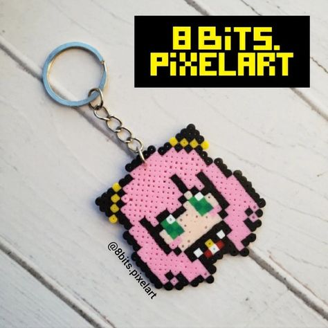 Hama Beads Anime, Anime Perler Beads, Mini Hama Beads, Hamma Beads Ideas, Pixel Beads, 3d Perler Bead, Karma Akabane, Fuse Bead Patterns, Hama Beads Design