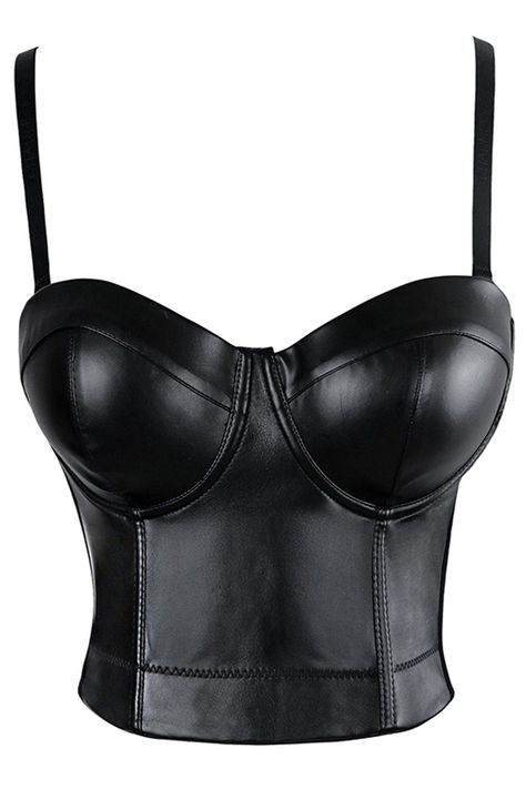 cd0dce8fca267bf1fb86cf43e18d5598 Black Leather Corset, Leather Bra, Leather Bustier, Crop Top Designs, Jane Clothing, Paris Mode, Leather Clothes, Wear Crop Top, Leather Corset