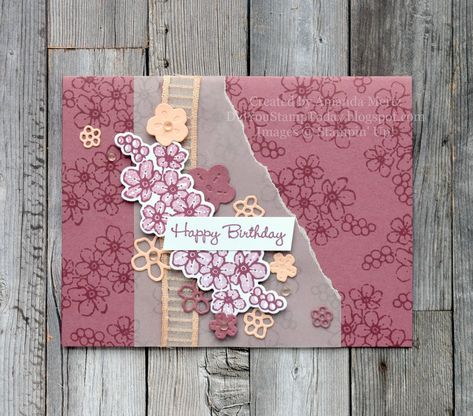 Did You Stamp Today?: Mauve Petals - Stampin' Up! Sentimental Park Stampin Up Sentimental Park, Pink Person, Petal Park, Vellum Cards, Birthday Cards For Women, Stamp Projects, Rose Blush, Floral Cards, Paper And Ink