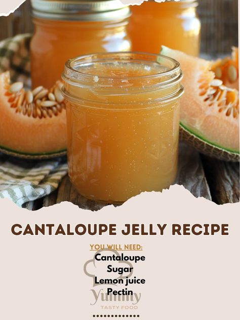 Cantaloupe Jelly, Homemade Jelly, Jelly Recipe, Jelly Recipes, Recipe Ingredients, Jams & Jellies, Lemon Juice, Ingredients Recipes, Spreads