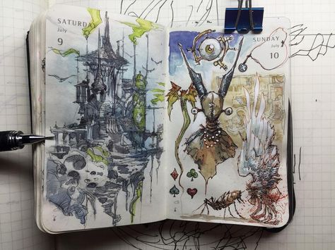 Kenneth Rocafort, Moleskine Art, Sketchbook Art Journal, Sketchbook Pages, Arte Sketchbook, Sketchbook Journaling, Cool Sketches, Sketchbook Inspiration, Comic Book Artists