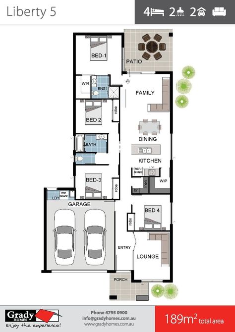 Liberty 5 House Floor Plan - 4 Bedrooms, Theatre, Walk-in Pantry House Building Plans, House Design Plans, Narrow House Designs, Narrow House Plans, Building House Plans Designs, Floor Plan 4 Bedroom, Building House, House Sketch, Narrow House