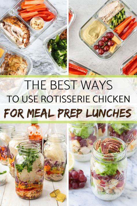 Using a Rotisserie chicken for quick meal prep lunches is one of my favorite meal prep hacks. Using one main protein for many grab and go lunches this week – it doesn’t get any easier than that! #mealprep #easylunches #mealplanaddict #rotisseriechickenlunches Ways To Use Rotisserie Chicken, Chicken For Meal Prep, Chicken Leftovers, Use Rotisserie Chicken, Meal Prep Lunches, Tartiflette Recipe, Easy Meal Prep Lunches, Camping Meal Planning, Meal Prep Tips