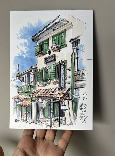 Architecture Marker Sketch, Alcohol Markers Art Ideas, Alcohol Marker Drawings, Color Markers Art, Marker Sketches, Coloring Aesthetic, Markers Drawing Ideas, Copic Marker Art, Art Tutorials Watercolor