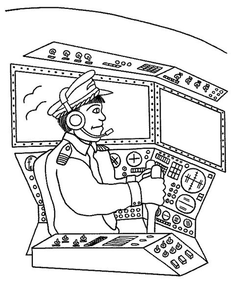 pilot Coloring Page Zanimanja Ljudi, Airplane Coloring Pages, Train Coloring Pages, People Who Help Us, Enchanted Forest Coloring, Line Art Images, Preschool Coloring Pages, Swear Word Coloring, Line Art Vector