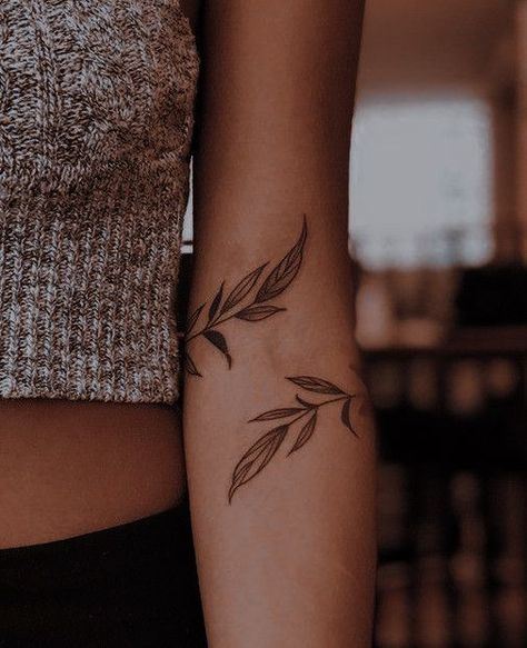 Arm Plant Tattoos For Women, Arm Crease Tattoo, Simple Feminine Tattoos, Arm Wrap Tattoo, Simple Forearm Tattoos, Around Arm Tattoo, Wrap Around Tattoo, Wrap Tattoo, Inspiration Tattoos