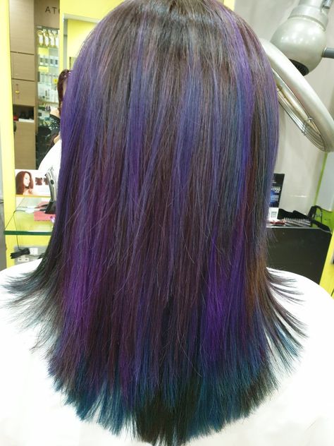 Green Hair Highlights, Blue And Green Hair, Blue Green Hair, Green Hair, Blue And Green, Hair Highlights, Blue And Purple, Blue Green, Highlights