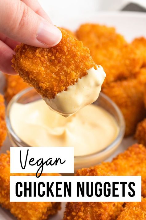 These Vegan Tofu Nuggets will replace any craving you have for chicken nuggets! Flavorful on the inside and crispy on the outside. Let's make some vegan chicken nuggets using one of my favorite meatless proteins: tofu! Marinated to taste like chicken, breaded to be flavorful and crispy, and fried to golden perfection. Tofu Chicken Nuggets, Healthy Airfryer, Vegan Nuggets, Tofu Nuggets, Vegan Chicken Nuggets, Fried Chicken Nuggets, Tofu Chicken, Tofu Recipes Vegan, Chicken Nugget Recipes