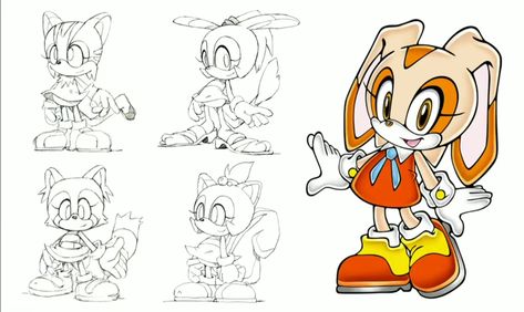 New concept art for Sonic & friends through the ages shown at 25th anniversary event - NeoGAF Cream The Rabbit, Sonic Friends, How To Draw Sonic, Art Through The Ages, Sonic Characters, Sonic Franchise, Anniversary Event, Sonic Adventure, Hedgehog Art