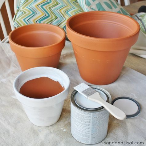 How to Paint Terracotta Pots - Sand and Sisal Paint Terracotta Pots, Paint Terracotta, French Labels, Terra Cotta Pot Crafts Diy, Clay Pot Projects, Sarah Joy, Paint Pots, Terra Cotta Pot Crafts, Painted Pots Diy