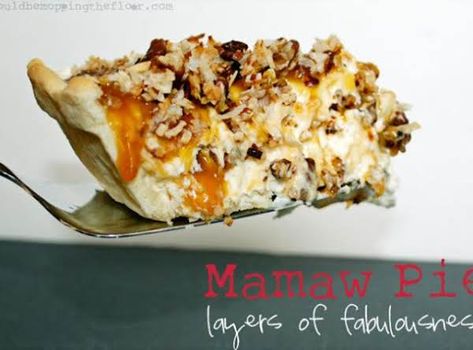 Mamaw Pie {layers Of Fabulousness} Recipe Mamaw Pie, Caramel Pecans, Dessert Crepes, Homemade Food Gifts, Delicious Pies, No Bake Pies, Pie Dessert, Yummy Sweets, Eat Dessert