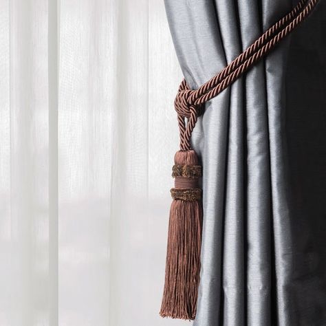 BEAUTIFUL Brown Plush Curtain and Drapery Tassel Tieback with 9", 33" Spread (embrace), Tassel, Deco Drapery Tie Backs, Plain Curtains, Curtains And Draperies, Tassel Curtains, Trim Styles, Professional Decor, Curtain Ties, Drapery Panels, Color Champagne