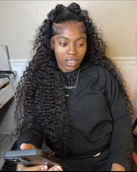 Deep Wave Lace Front Wig, Curly Braided Hairstyles, Frontal Wig Hairstyles, Birthday Hairstyles, Quick Weave Hairstyles, Dyed Hair Inspiration, Protective Hairstyles Braids, Frontal Hairstyles, Hair Ponytail Styles