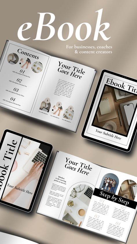 Ebook template in Canva, fully editable and customisable. Ideal for small businesses, coaches, content creators, bloggers, online businesses, VAs, designers, freelancers and more. Use to create printed books, PDF eBooks, magazines, lead magnets, pricing guides, client onboarding books and so much more. What you get when you buy: 40 pages, including multiple cover pages, what to expect, services, step by step, numbered lists, checklists, and much more, to help you promote your business. Ebook Business, Client Onboarding, Canva Ebook, Business Ebook, Pricing Guides, Books Pdf, Ebook Template, Lead Magnet, Promote Your Business