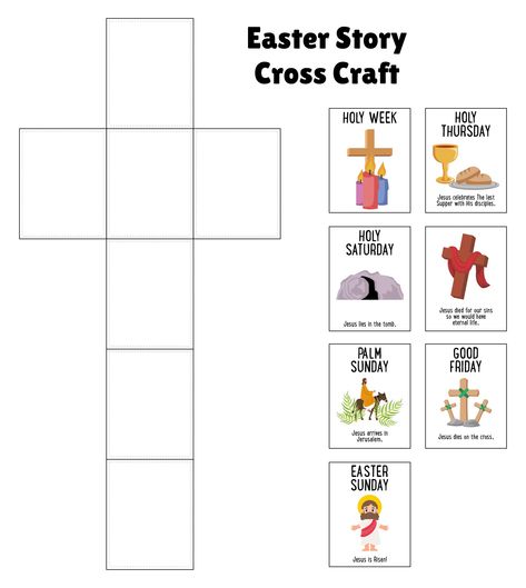 Christ. Easter Story For Kids Sunday School Free Printables, Free Easter Printables Christian, Easter Crafts For Church, Easter Story For Preschoolers, Easter Lessons For Kids, Easter Cross Crafts, Holy Week For Kids, Easter Story Crafts, Easter Story For Kids