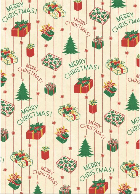 Christmas Presents Wrapping, Christmas Present Wrap, Vintage Christmas Wrapping Paper, Vintage Christmas Gifts, Christmas Paper Crafts, Vintage Wrapping Paper, Paper Sheet, Christmas Packaging, Old Fashioned Christmas