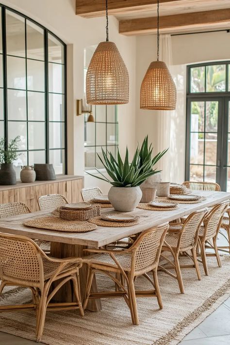 40 Must-Try Organic Modern Dining Room Ideas for Every Home | VIVA Modern Organic Dining Table, Backyard Styling, Earthy Rug, Elegant Dining Room Design, Organic Modern Dining, Coastal Dining Table, Organic Dining Room, Organic Modern Dining Room, Latest Decorating Trends