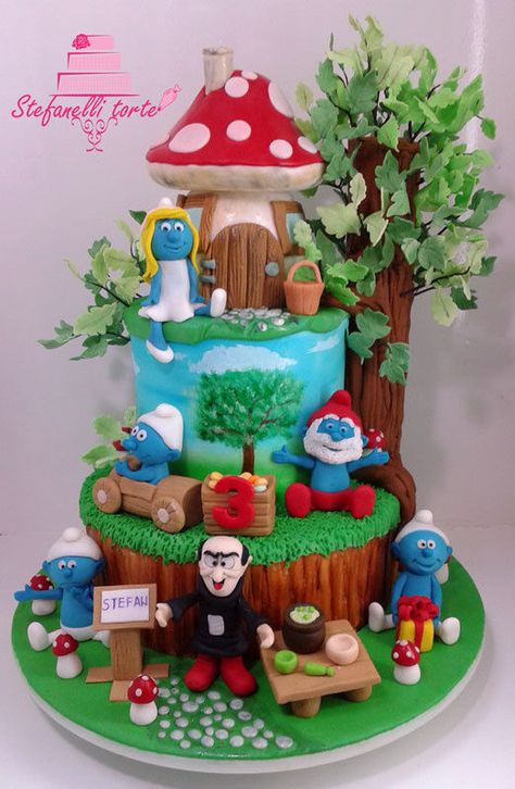 Smurfs Birthday, Smurfs Cake, Ideas Para Decorar Una Fiesta, Smurfs Party, 4de Verjaardag, Fiesta Cake, Stay Curious, The Smurfs, Xmas Cake