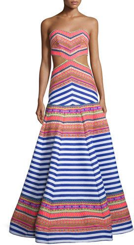 Alexis Zuzu Strapless Striped Maxi Dress Long Flowery Dress, Neon Maxi Dress, High Skirt, Alexis Dress, Strapless Evening Gowns, Aztec Dress, Neon Dresses, A Line Maxi Dress, African Inspired Fashion