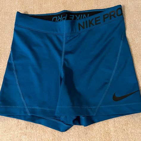 Blue Spandex Shorts, Blue Nike Pros, Nike Women Outfits, Shorts Nike Pro, Poshmark Clothes, Volleyball Spandex, Black Nike Pros, Nike Clothes, Nike Shorts Women