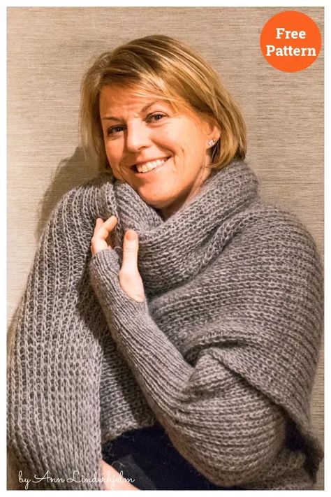 Wrap with Sleeves & Thumbhole Free Knitting Pattern Wrap Sweater Pattern, Free Knit Shawl Patterns, Knit Wrap Pattern, Shrug Knitting Pattern, Shrug Crochet, Crochet Shrug Pattern, Knitting Patterns Free Scarf, Shrug Pattern, Knit Cardigan Pattern