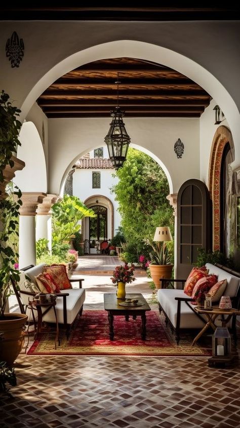 Spanish Interior Design, Hacienda Decor, Mediterranean Beauty, Spanish Interior, Hacienda Homes, Hacienda Style Homes, Vintage Patio, Eclectic Interior Design, Mediterranean Style Homes