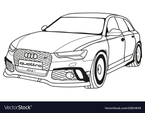 Audi Rs6 Drawing, Audi Drawing, Audi Sketch, Travel Guide Book Design, Hard Drawings, Blue Drawings, Audi S6, Audi Rs3, Cars Coloring Pages