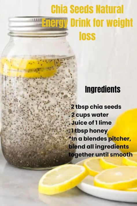 chia seed drink with lemon slices. Chia Seed Juice, Chia Seeds Water, Energy Drink Recipe, Chia Seed Drinks, Chia Seed Water, Natural Energy Drinks, Chia Seed Recipes, Healthy Exercise, Water Recipes