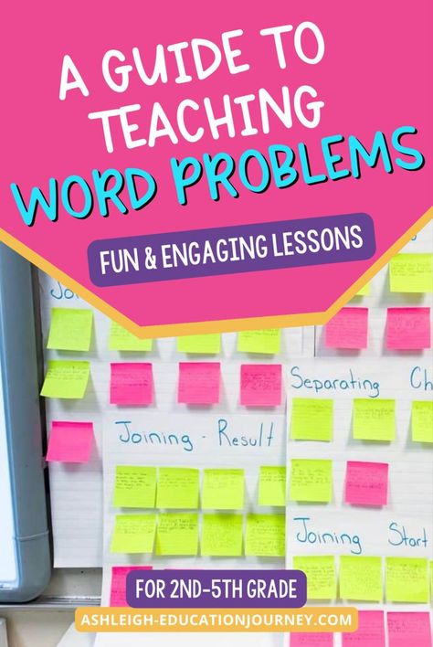 I frequently see 3rd and 4th grade students immediately try to find a solution, rather than thinking about the meaning of the problem. This blog post breaks down the steps to teaching word problems to your students so that they are able to effectively break down and solve them. Includes: addition & subtraction, action & nonaction word problems, multiplication & division, and writing word problems activities.

Stop at my blog for more details on word problems for second, third, and fourth grade. Third Grade Word Problems, 3rd Grade Math Problems, Noun Activities, Word Problem Games, Word Problems 3rd Grade, Math Problem Solving Activities, Word Problem Strategies, Teaching Word Problems, Inequality Word Problems