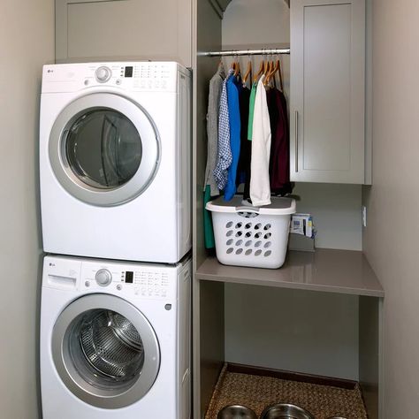 Ikea Laundry Room Stacked, Small Laundry Room Makeover Stacked Washer And Dryer, Small Laundry Room Stacked Washer Dryer, Stackable Washer Dryer Laundry Closet, Laundry Room Design Stacked Washer Dryer, Small Laundry Room With Stacked Machines, Laundry Room Ideas Stacked Washer Dryer, Homestead Laundry, Stackable Washer Dryer Laundry Room