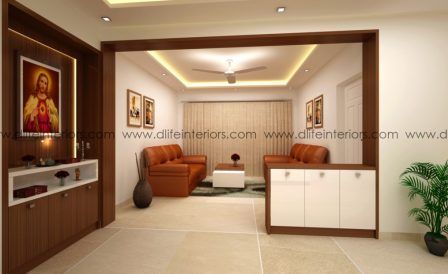 Choco Prayer Unit for Apartments | DLIFE Interiors Wooden Paneling, Modern Tv Room, Tv Unit Design Modern, Catholic Altar, Altar Design, Modern Tv Wall Units, Modern Living Room Wall, Modern Tv Units, Wall Tv Unit Design