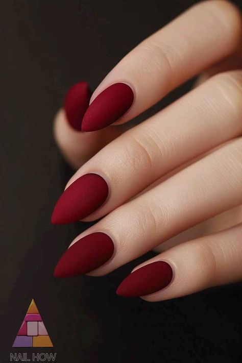 Matte Nails Different Colors, Acrylic Nail Designs One Color, Mate Red Nails Design, Matte Colored Nails, Nail Designs Red Color, Nails Acrylic Color Ideas, Mate Red Nails, Matt Red Nails Design, Matt Nails Ideas