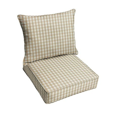 23 in x 25 in x 5 in Deep Seating Pillow and Cushion Set - Corded Color: Brown.  Pattern: plaid. Seating Outdoor, Porch Living, Deep Seat Cushions, Chair Pillow, Outdoor Cushions And Pillows, Brown Pattern, Outdoor Pillow, Lounge Areas, Back Porch