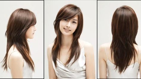 side-swept bangs and long layers Octopus Haircut, V Cut Hair, Oval Face Haircuts, Oval Face Hairstyles, Hair Stylies, Side Bangs, Haircuts For Medium Hair, Haircuts Straight Hair, 짧은 머리