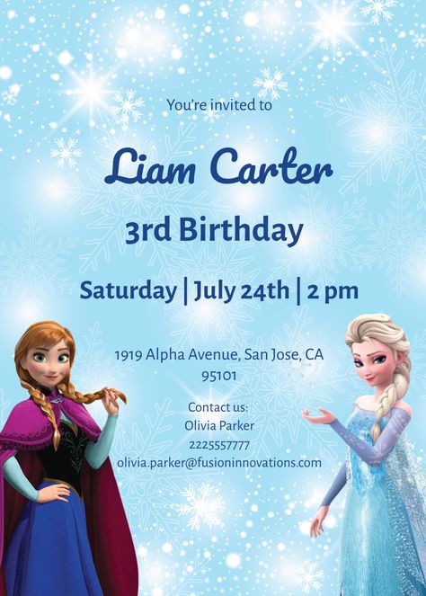 Customize and Download this "Frozen Elsa Birthday Invitation". Enhance this design & content with free ai. "Frozen Elsa Birthday Invitation" is in editable, printable format. Elsa Birthday Invitations, Christmas Open House Invitations, Christmas Party Invitations Free, First Birthday Invitation Cards, Farewell Party Invitations, Costume Party Invitations, Birthday Invitation Card Template, Frozen Birthday Invitations, Christmas Party Invitation Template