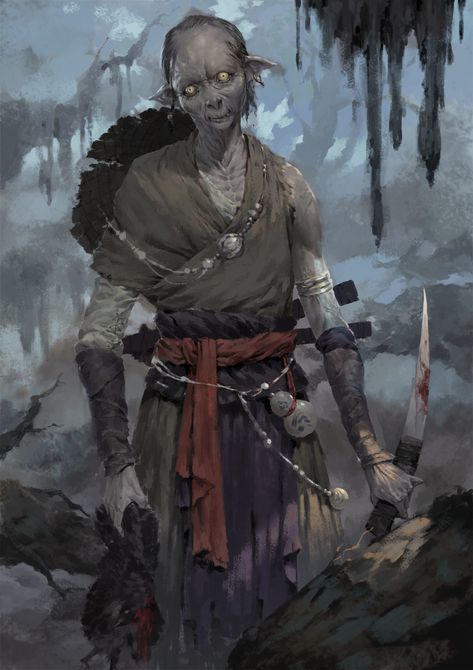 ArtStation - The hunter, zhang bo Ghoul Fantasy Art, Ghoul Concept Art, Orc Concept Art, Goblin Concept Art, Goblin Dnd, Ghoul Art, Half Elf, Heroic Fantasy, 다크 판타지