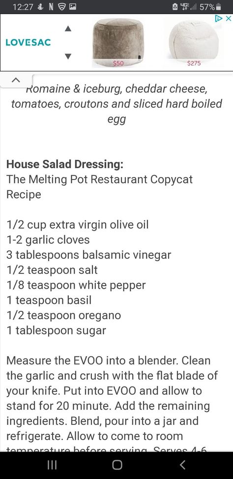 Melting Pot House Dressing Recipe, Melting Pot Salad Dressing, House Dressing Recipe, Salad Inspiration, House Dressing, Salad Dressing Recipes Homemade, House Salad, Diner Recipes, Copycat Restaurant Recipes