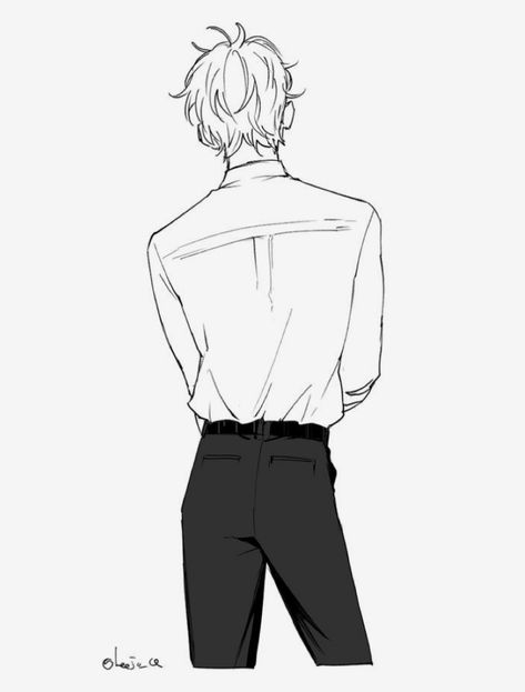 White Shirt Reference, Pose Back View, Shirt Reference, Back Pose, Drawing Hair Tutorial, Art Manga, Guy Drawing, Anime Hair, Body Poses