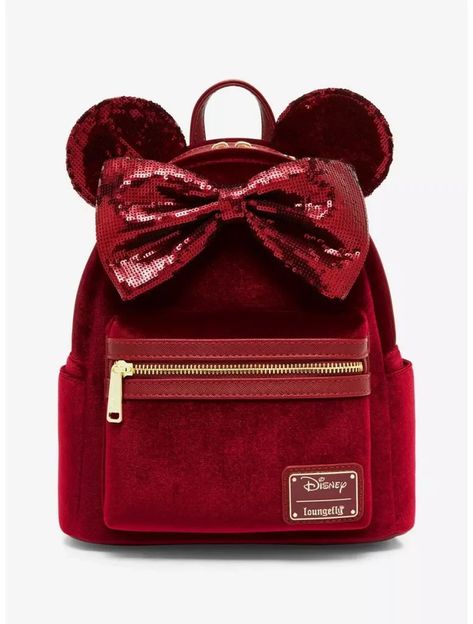 Gorgeous Minnie Mouse Velvet Sequin Backpack Exclusively At BoxLunch Gifts! Loungefly Mini Backpack, Cute Mini Backpacks, Sequin Backpack, Loungefly Bag, Disney Bag, Loungefly Disney, Minnie Mouse Ears, Disney Park, Disney Merchandise